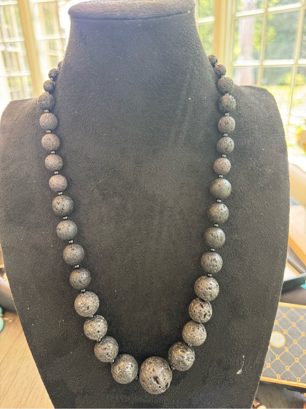 Black Lava Bead Necklace - Stylish Women's Jewelry